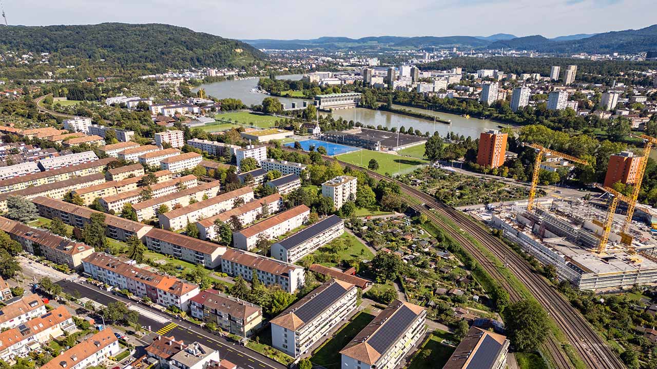 Bäumlihof/Rankhofquartier aus der Vogelperspektive