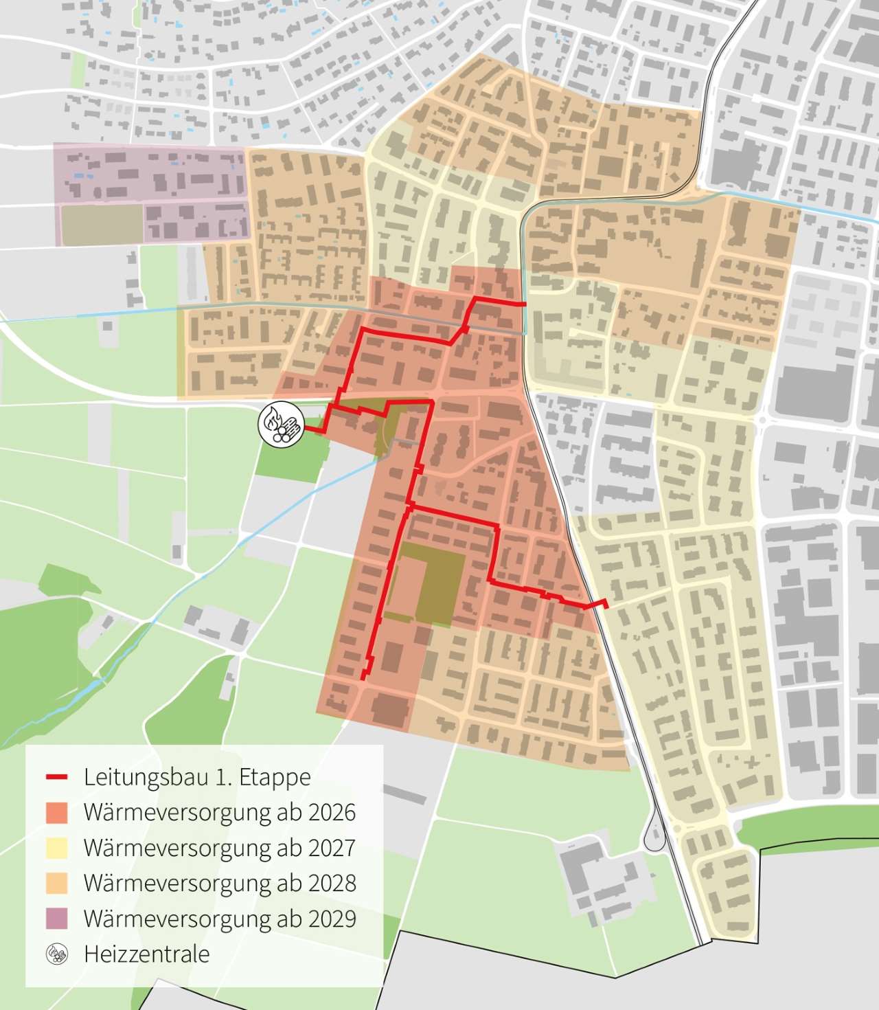 Schematischer Lageplan von Reinach mit dem Ausbauperimeter, Stand 14.10.2025