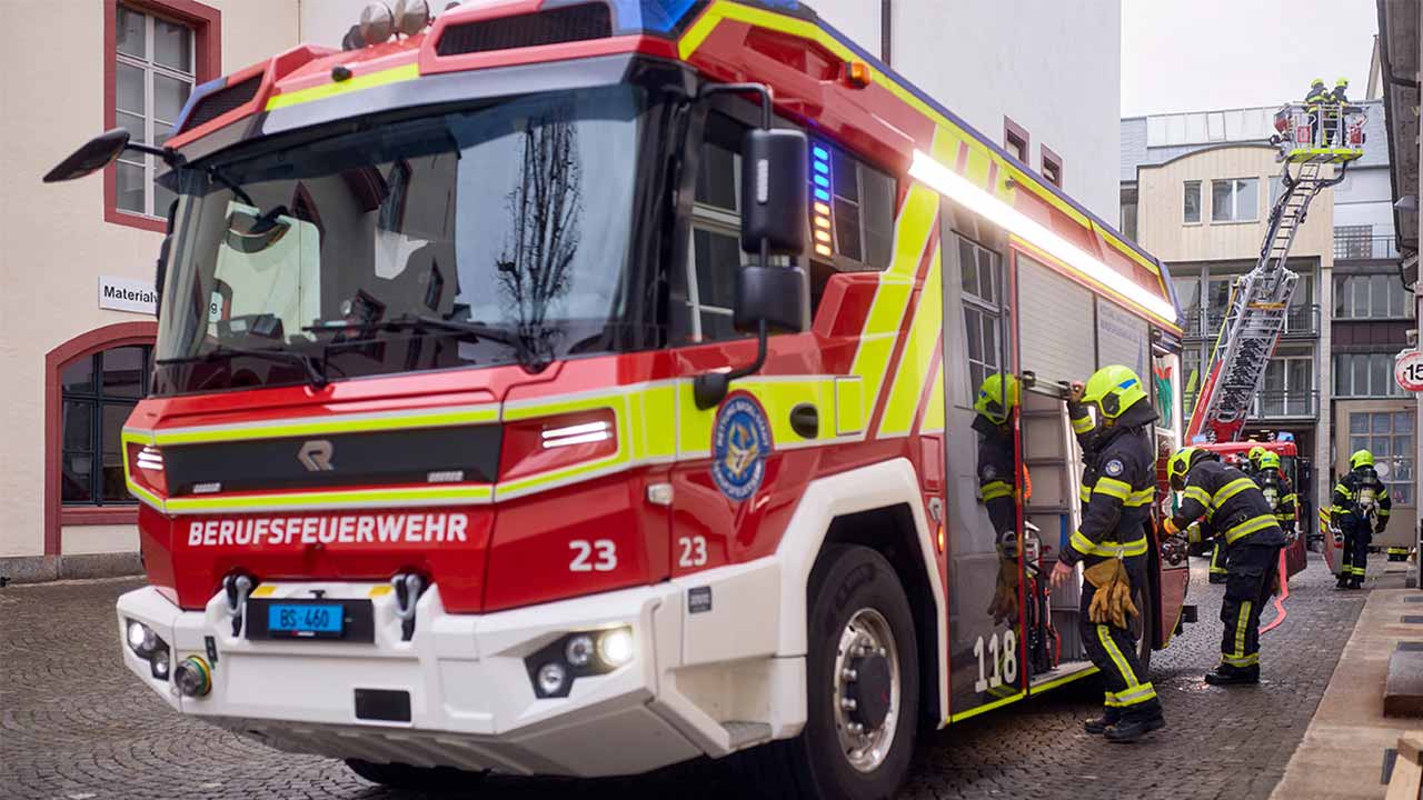 Basler Berufsfeuerwehr bei einer Übung