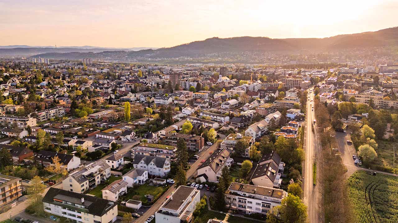 Drohnenaufnahme vom Wärmeverbund Reinach