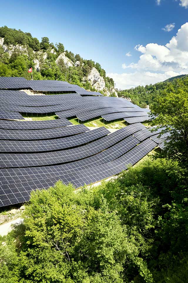 Sicht von oben auf die PV-Anlage