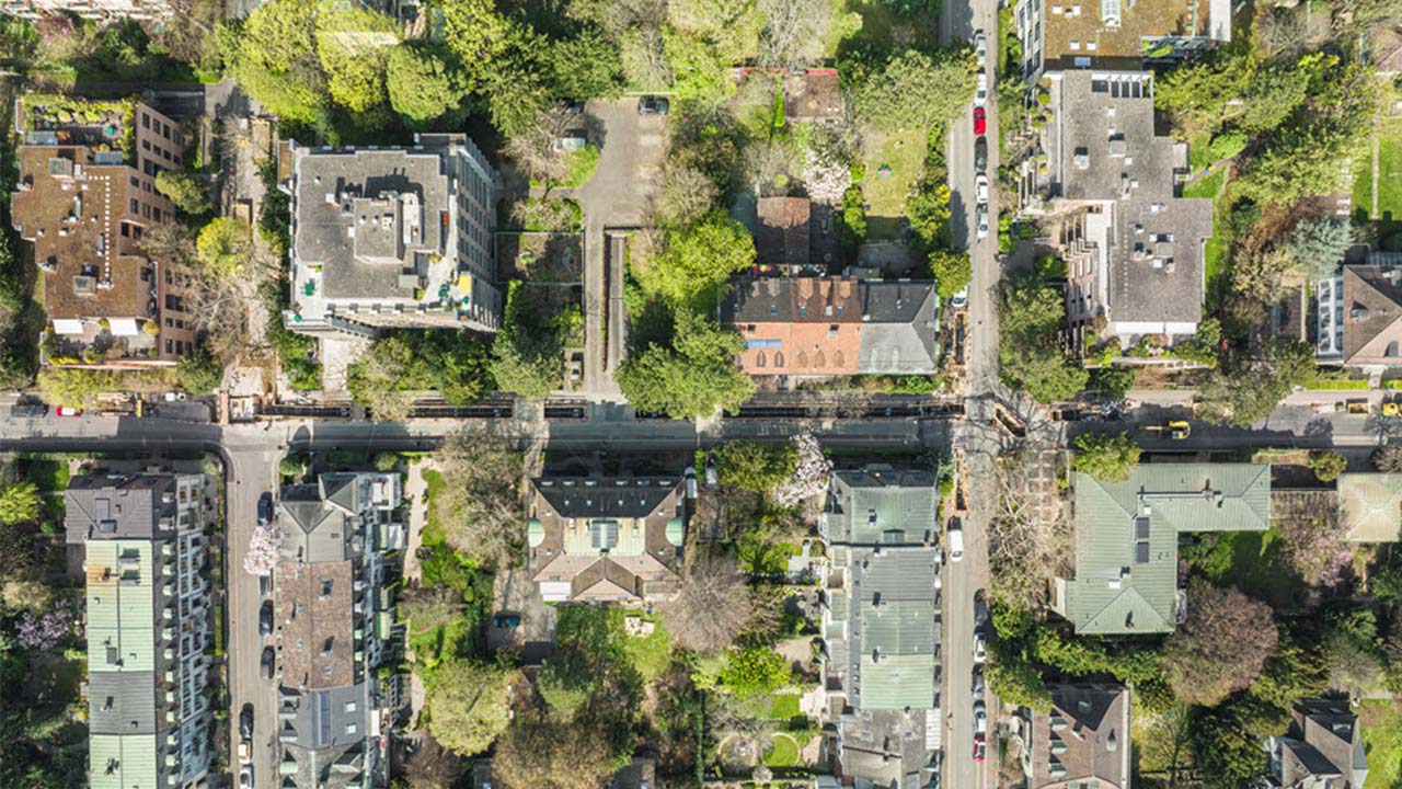 Luftaufnahme von einem Basler Quartier