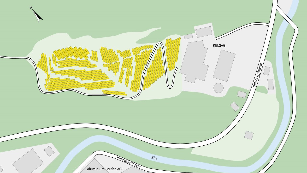 Visualisierung der Lage und Dimension der Solarpanels.